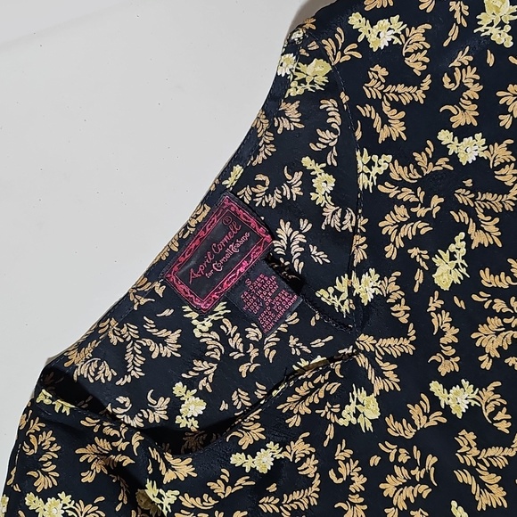 April Cornell Rayon Dark Prairie Folk Floral Boho Maxi Dress, Small - Picture 9 of 15